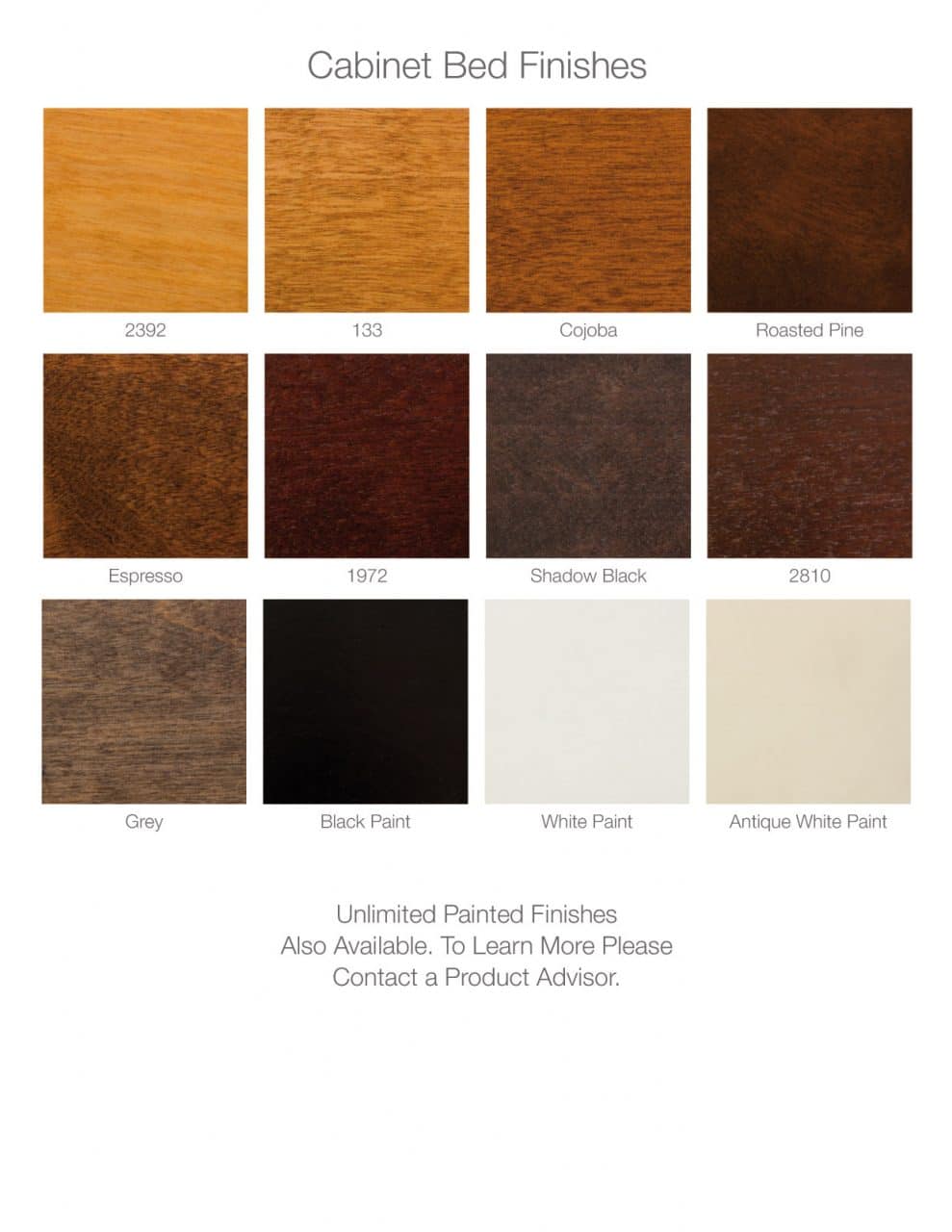 cabinet bed finish choices